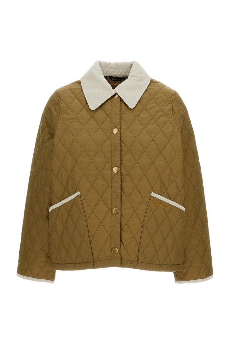 Barbour Liddesdale Style Quilted Jacket With Corduroy Accents