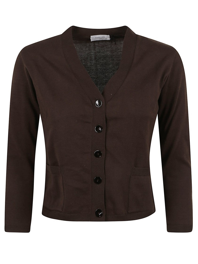 Charlott V-Neck Button-Down Sweater With Front Pockets