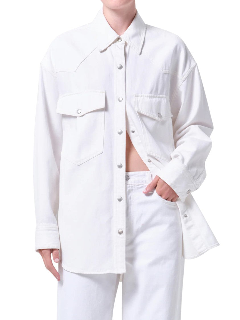 Agolde Relaxed Fit Oversized Milkshake Shirt With Snap Buttons