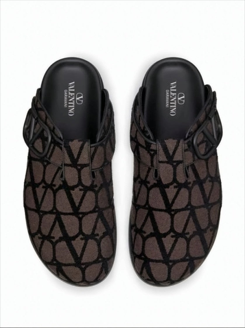 Valentino Garavani Abstract Pattern Fabric Slip-On Mules