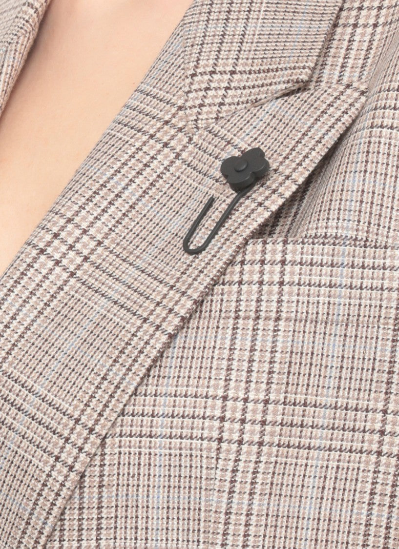 Lardini Beige Wool Linen Double-Breasted Blazer