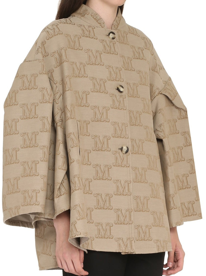 Max Mara Mid-Length Cotton Coat With Embossed 'M' Pattern
