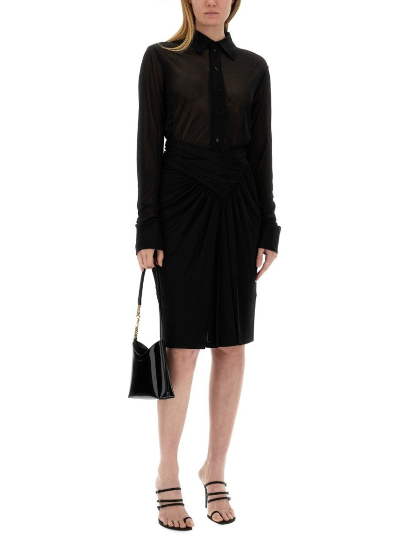 Saint Laurent Long-Sleeved Sheer Jersey Shirt With Fitted Silhouette