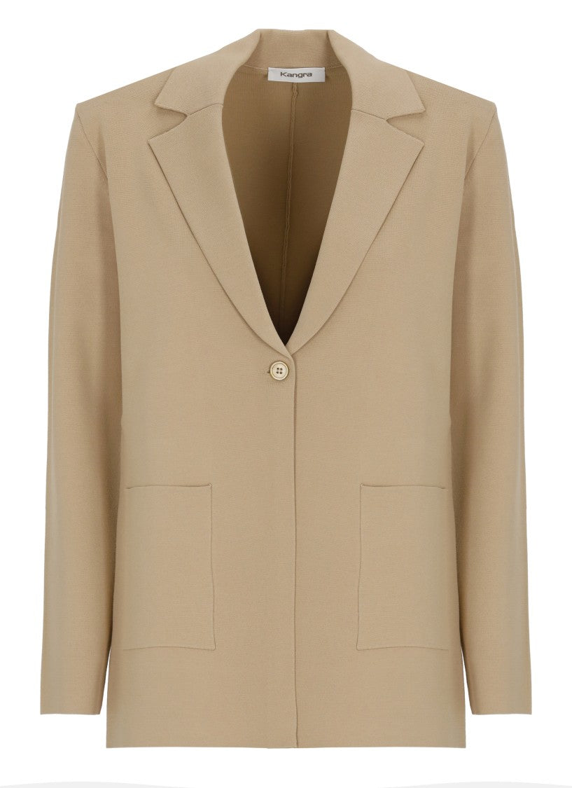 Kangra Beige Viscose Single Breasted Blazer