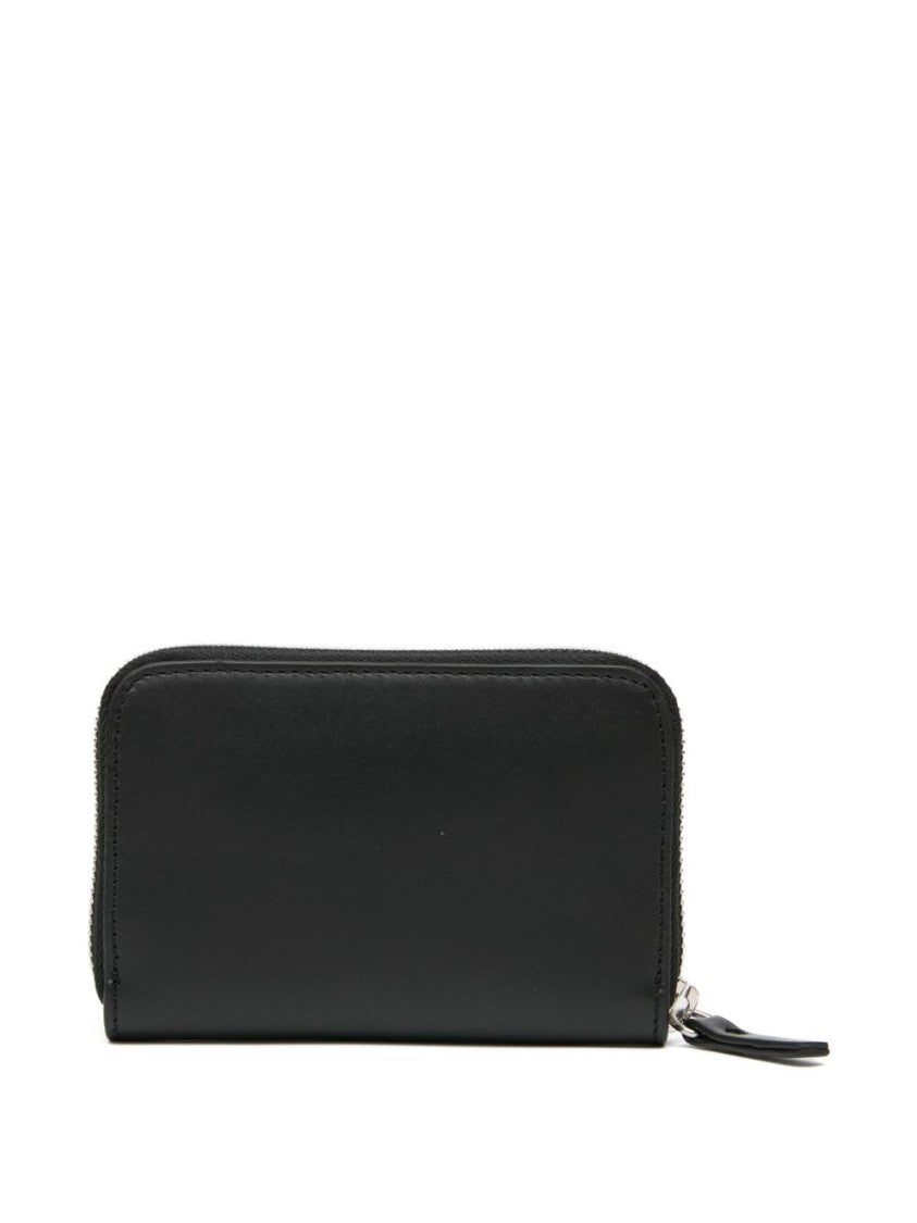 Mm6 By Maison Margiela Rectangular Black Wallet With Zip-Around Closure