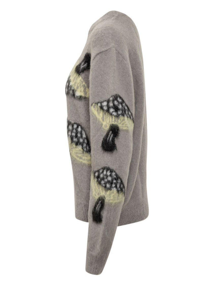 Msgm Soft Knit Sweater With Whimsical Mushroom Motif
