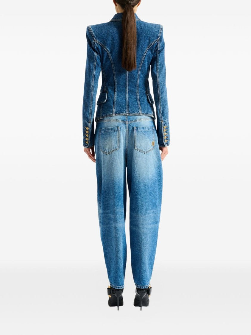 Balmain Structured Denim Jacket With Tailored Fit