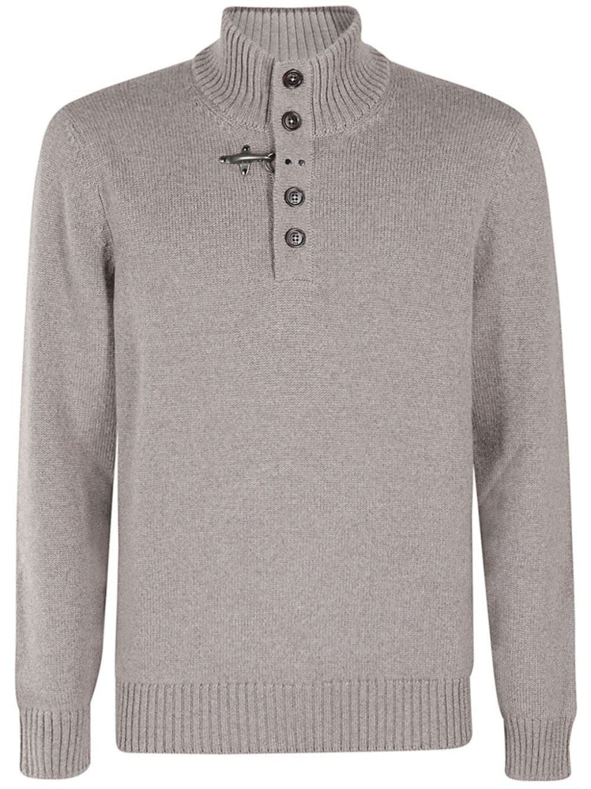 Fay Beige High Neck Sweater