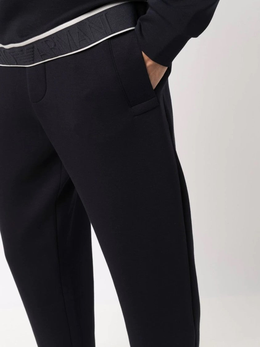 Emporio Armani Tapered Black Pants With Elastic Waistband
