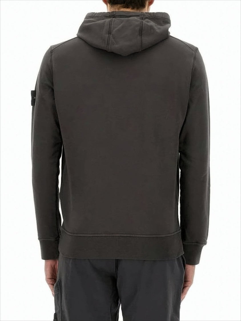 Stone Island Pullover Hoodie With Distinctive Patch And Drawstring Hood