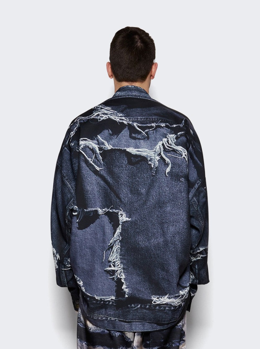 Maison Mihara Yasuhiro T.A.T.A Trompe-L'oeil Denim Jacket Black