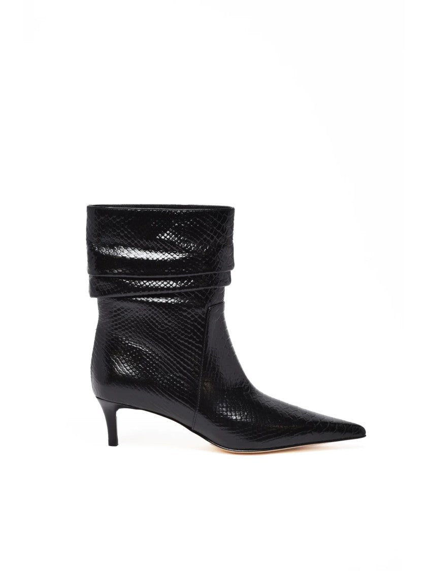 Michael Kors Black Leather Snakeskin Ankle Boots
