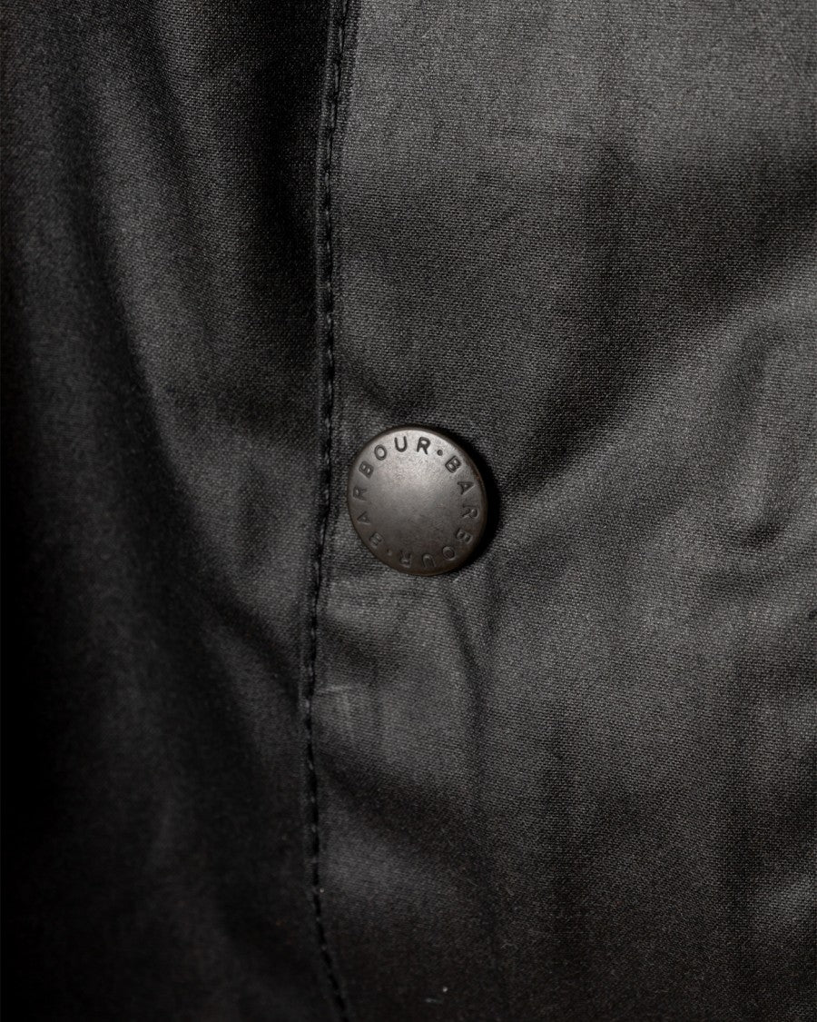 Barbour Beaufort Waxed Jacket With Detachable Hood And Rear Pocket
