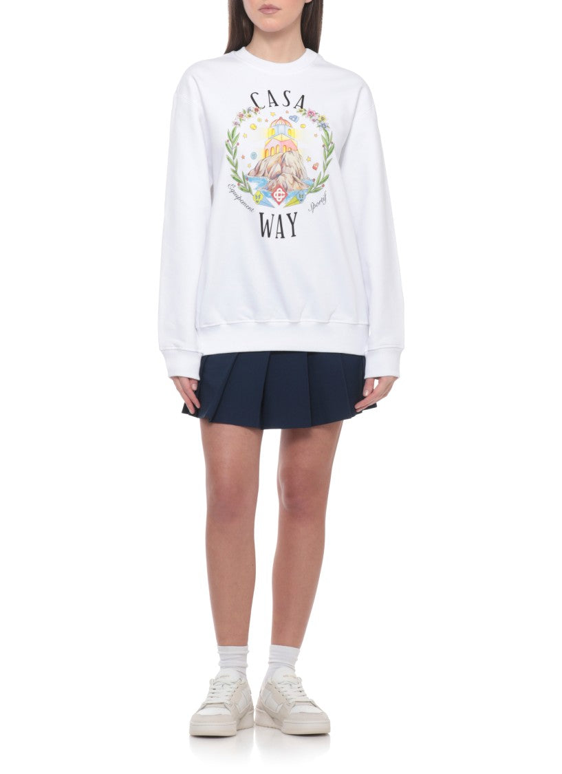 Casablanca White Casa Way Mountain Cotton Sweatshirt