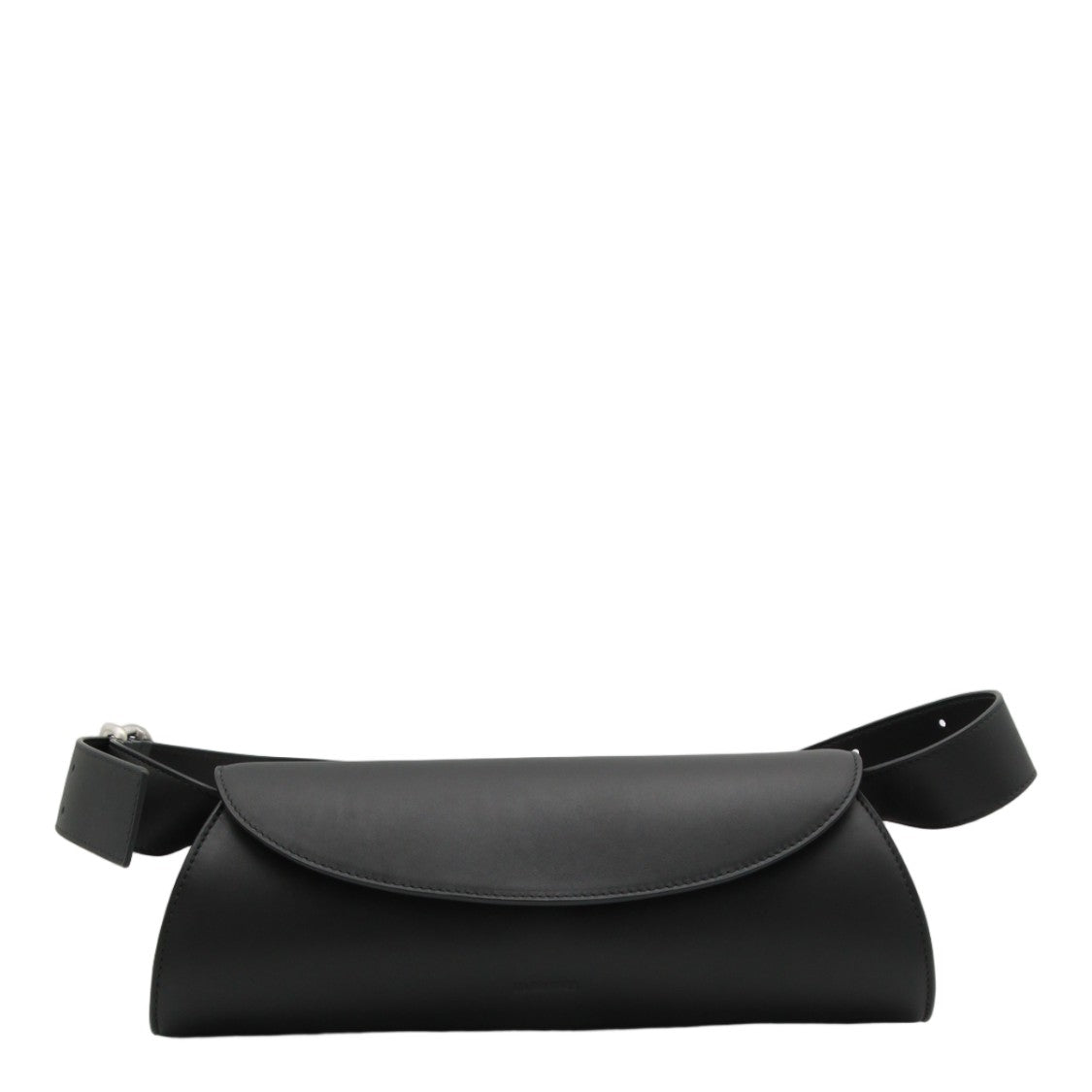 Jil Sander Curved Flap Closure Bag With Adjustable Strap And Silver Hardware