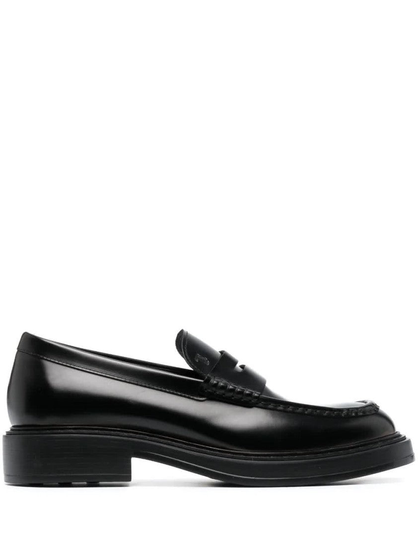 Tod's Black Leather Moccasin Leather Loafers