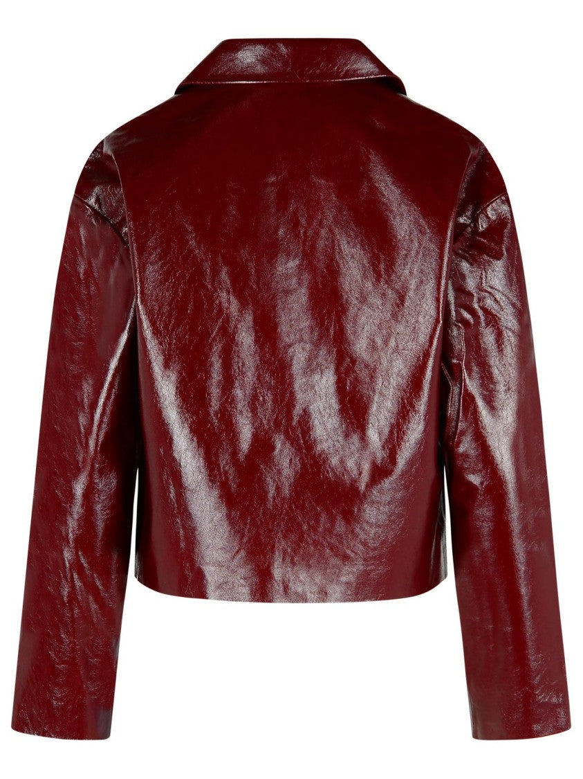 Self-Portrait Burgundy Leather Jacket