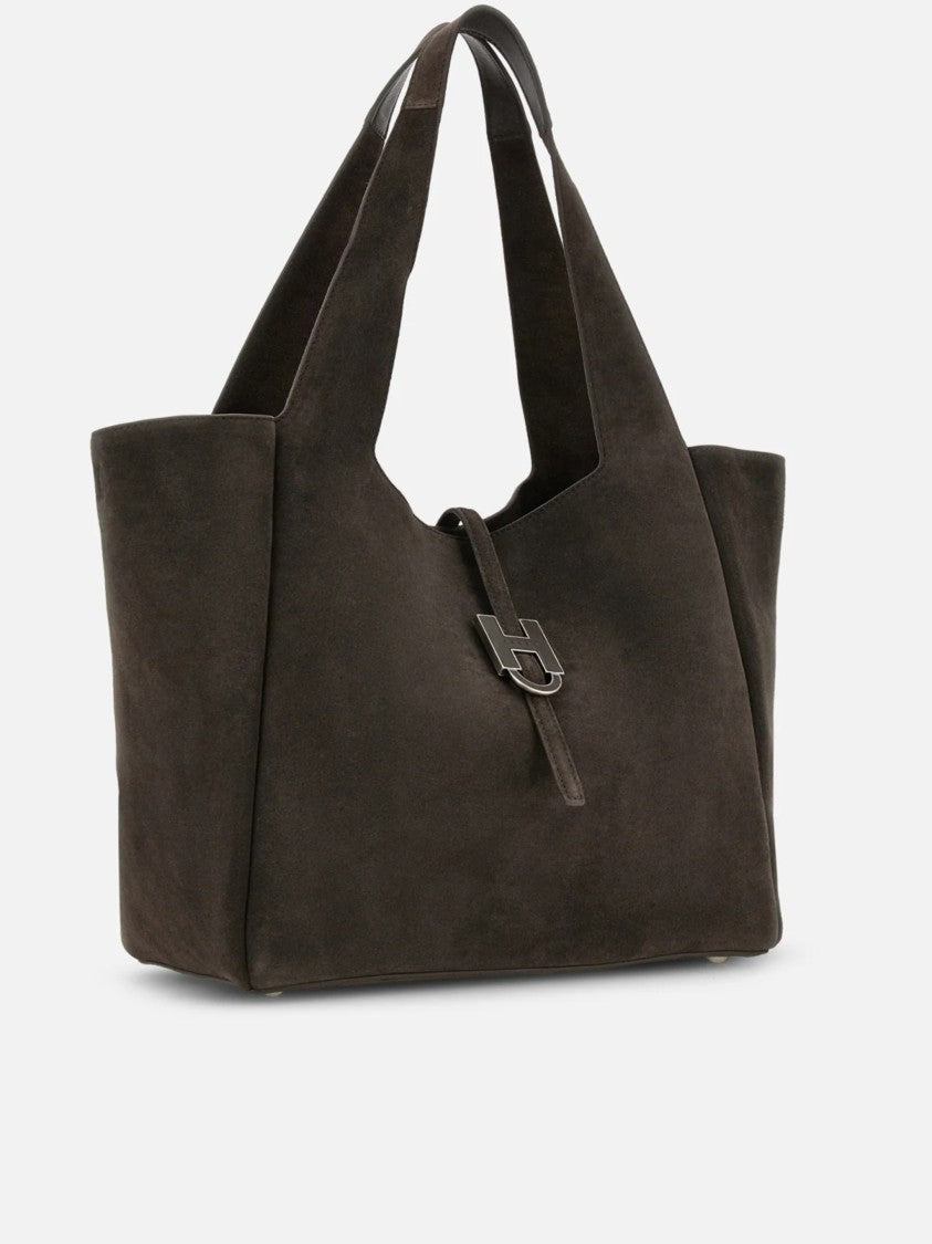 Hogan Brown Premium Soft Suede Tote Bag