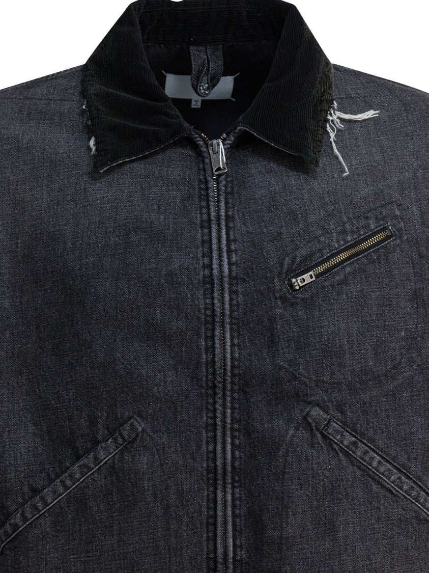 Maison Margiela Workwear-Inspired Denim Jacket With Corduroy Collar
