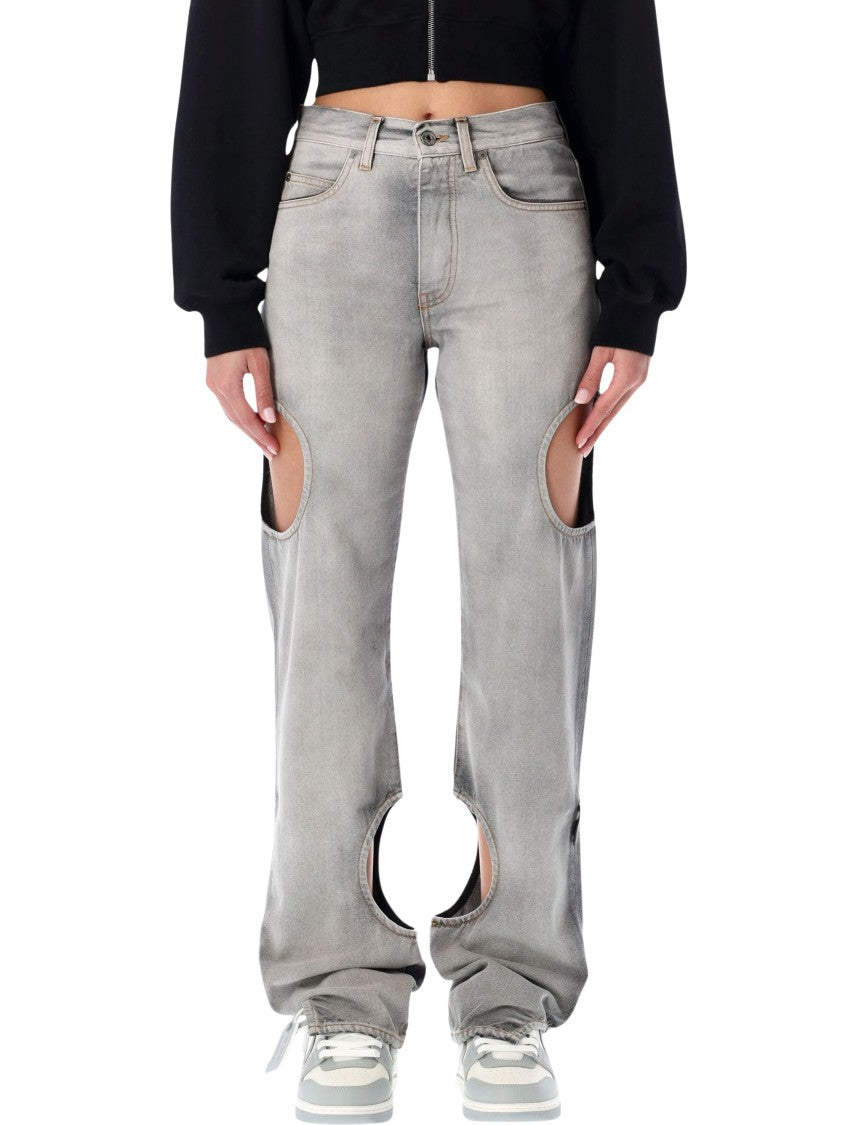 Off-White Grey Meteor Cut-Out Jeans