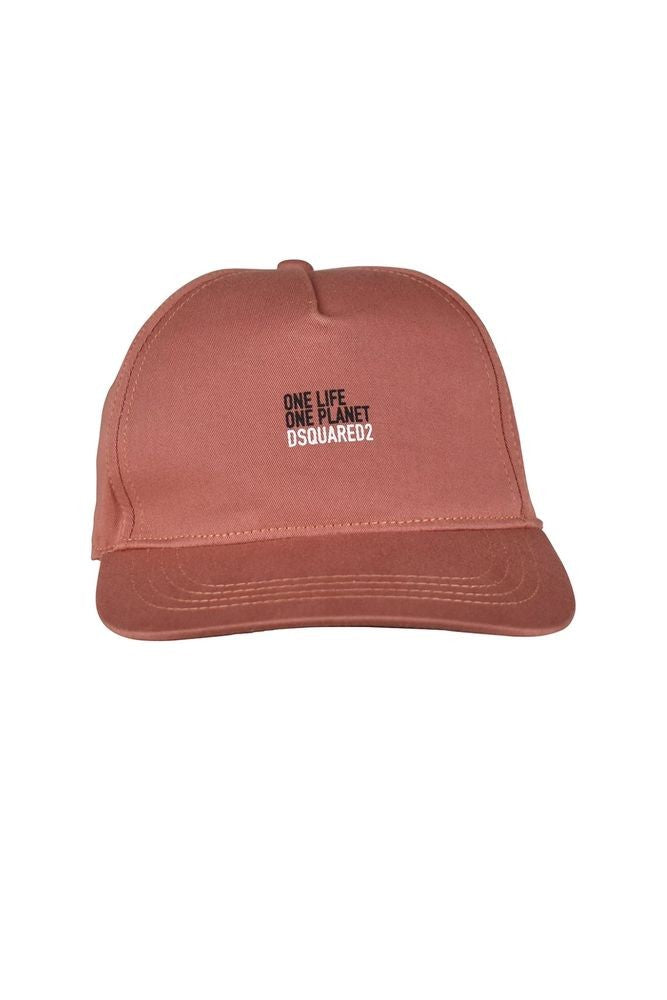Dsquared2 Terracotta Cotton Cap With Inspirational Inscription