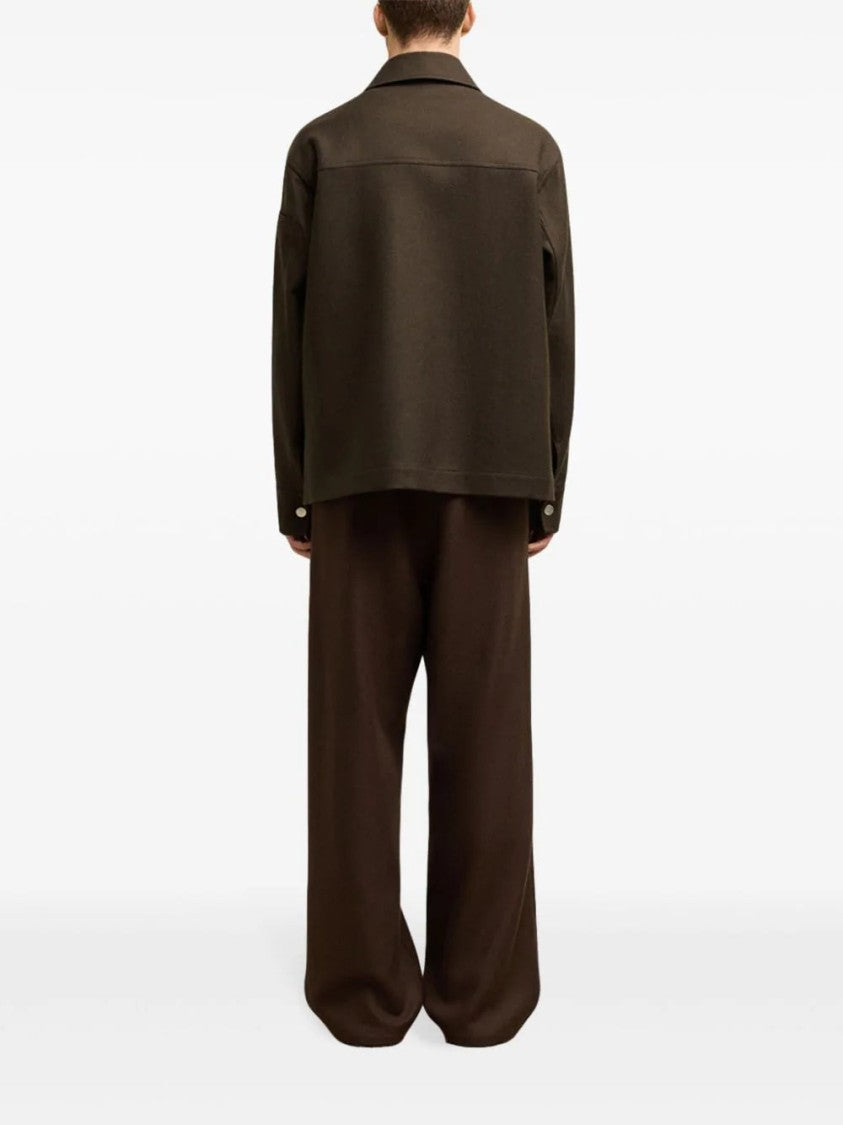 Ami Button-Up Wool Shirt Jacket