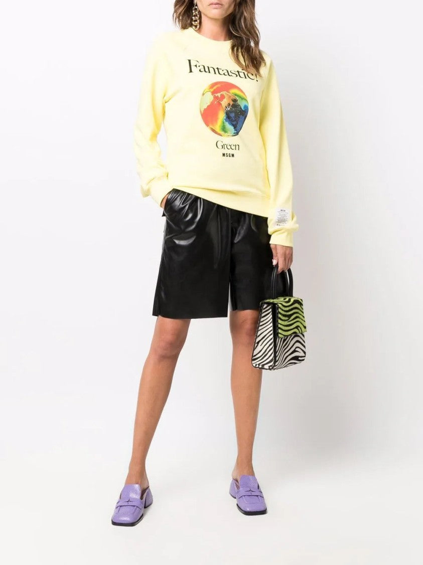 Msgm Fantastic Logo-Print Crew Neck Sweatshirt