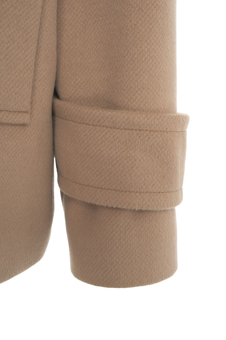 Kaos Beige Double-Breasted Peacoat With Textured Fabric