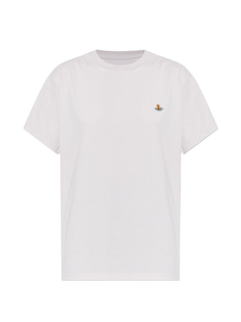 Vivienne Westwood Off-White Embroidered Round Neck Short T-Shirt