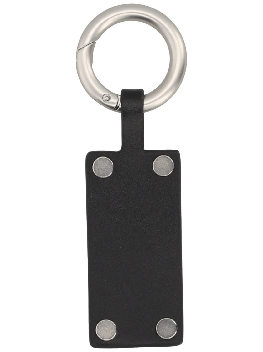 Mm6 By Maison Margiela Silver Numbers Embossed Leather Keychain