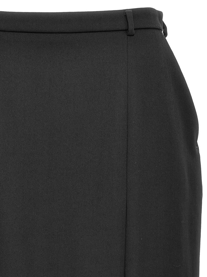 Dolce & Gabbana Wool Skirt With Front Split And Discreet Back Zip Closure