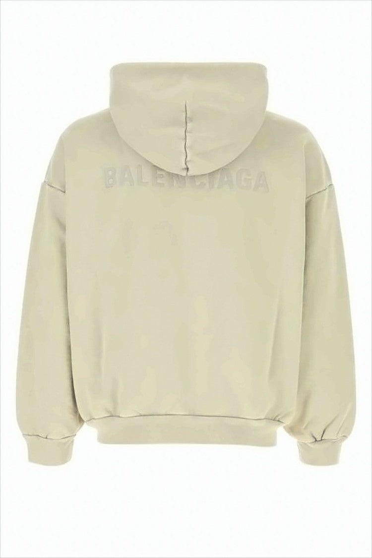 Balenciaga Relaxed-Fit Beige Cotton Hoodie With Tonal Logo