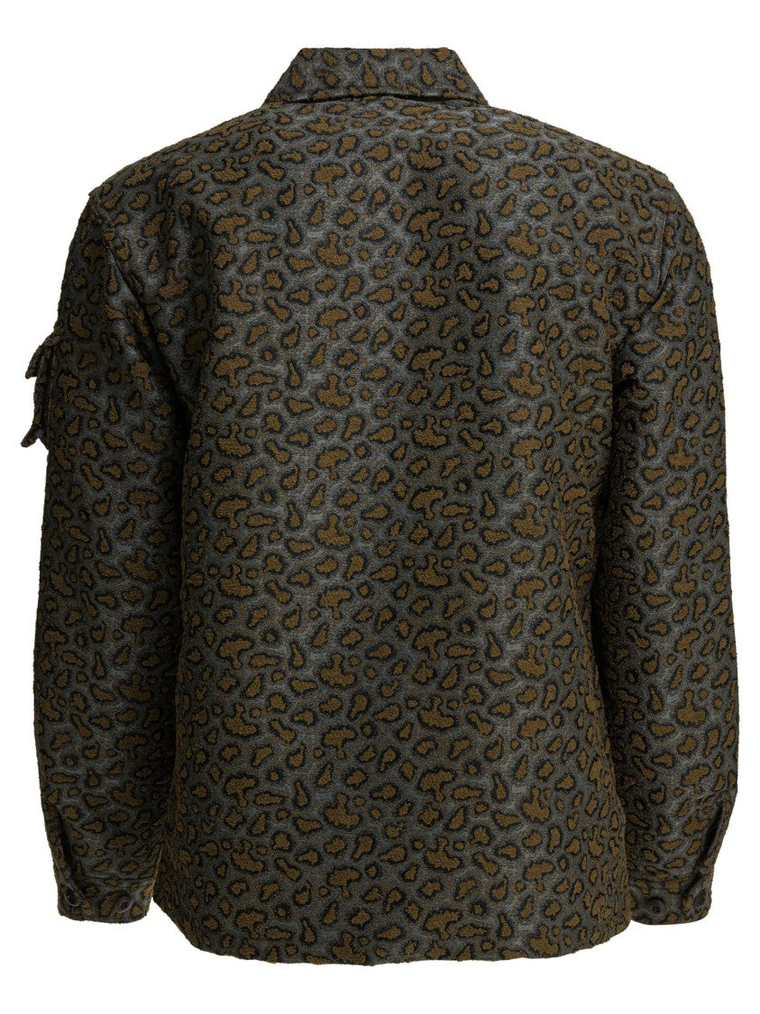 Beams Plus Boxy Fit Jacket With Subtle Leopard Print And Flap Pockets