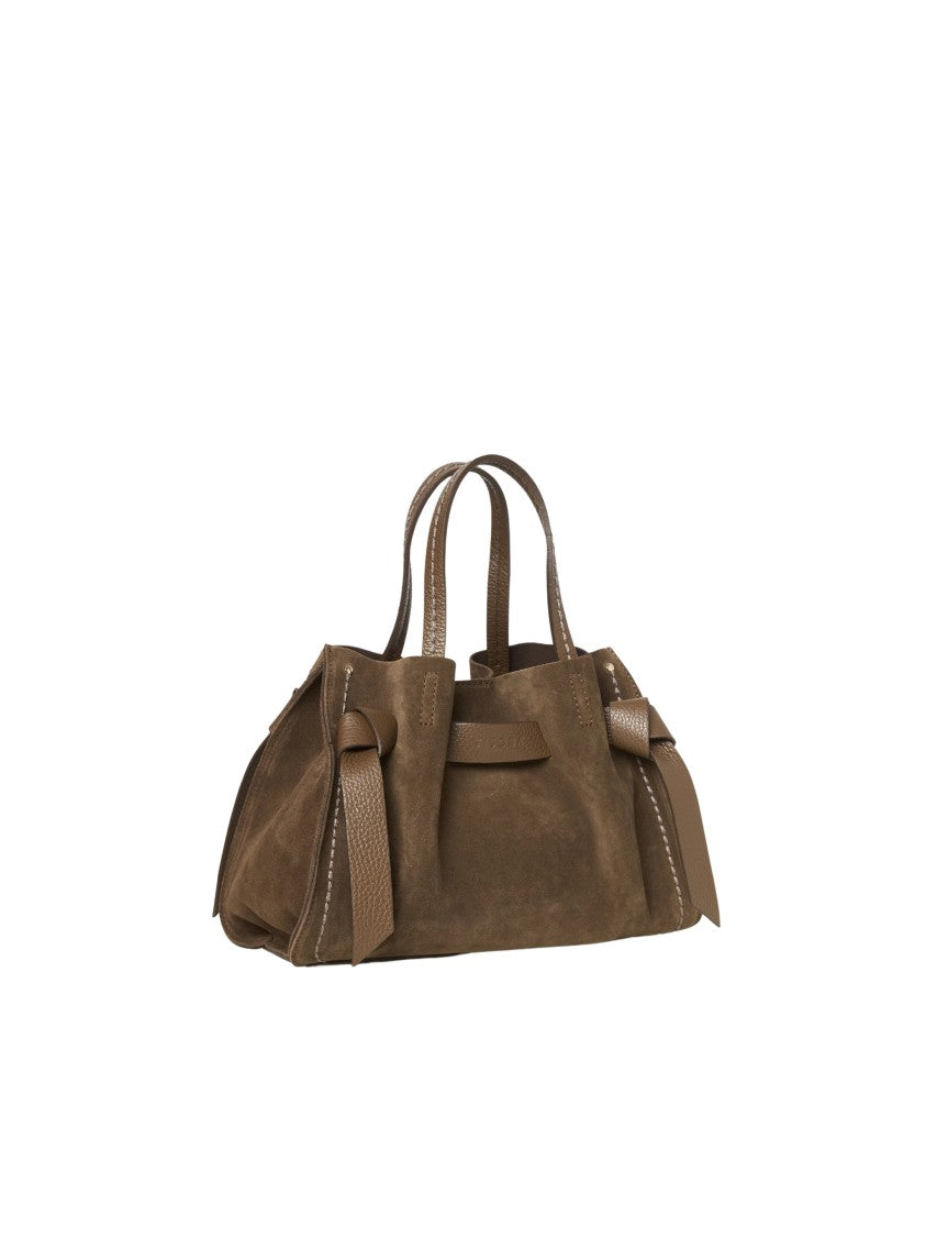 Visona` Camoscio Brown Suede Handbag