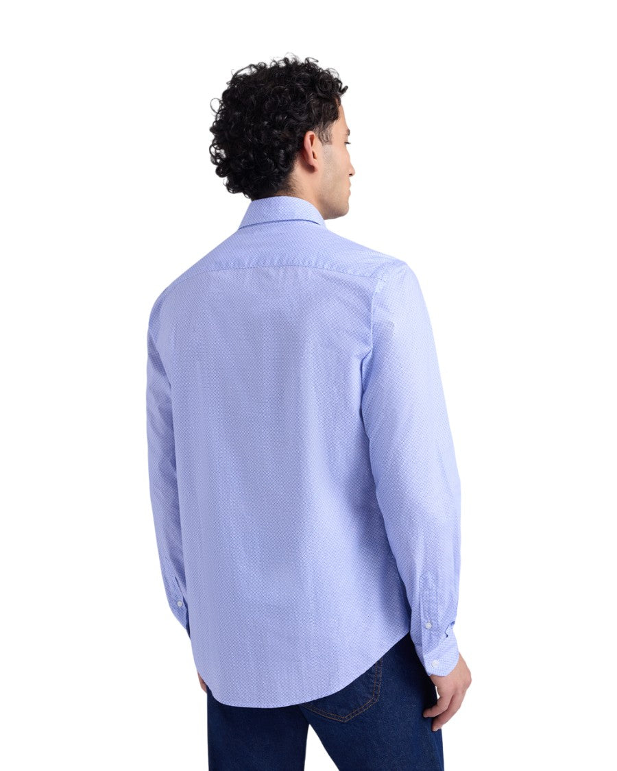 Harmont & Blaine Clear Blue Micro-Print Shirt Buttonless Collar