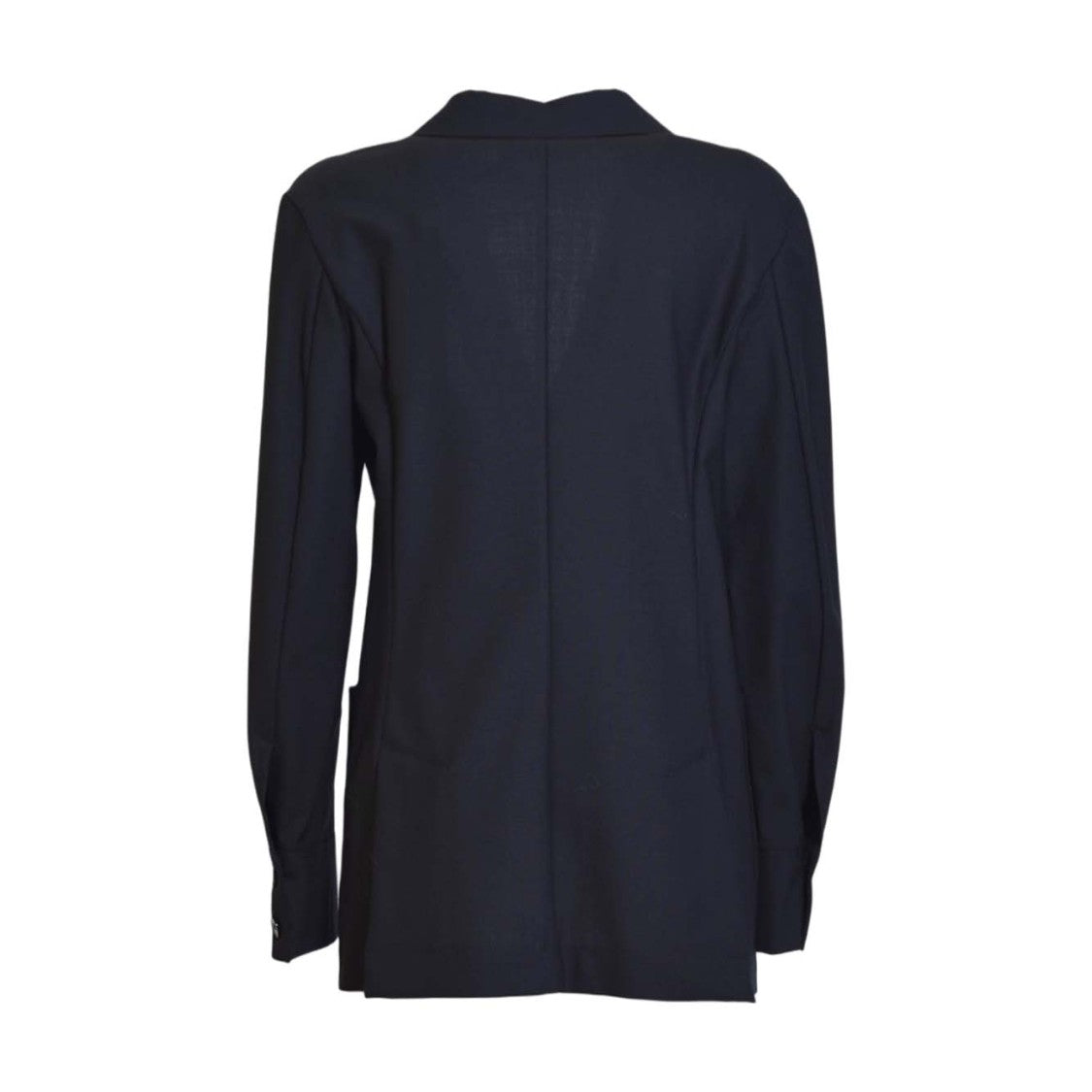Solotre Structured Blue Jacket With Stand Collar And Seam Detailing