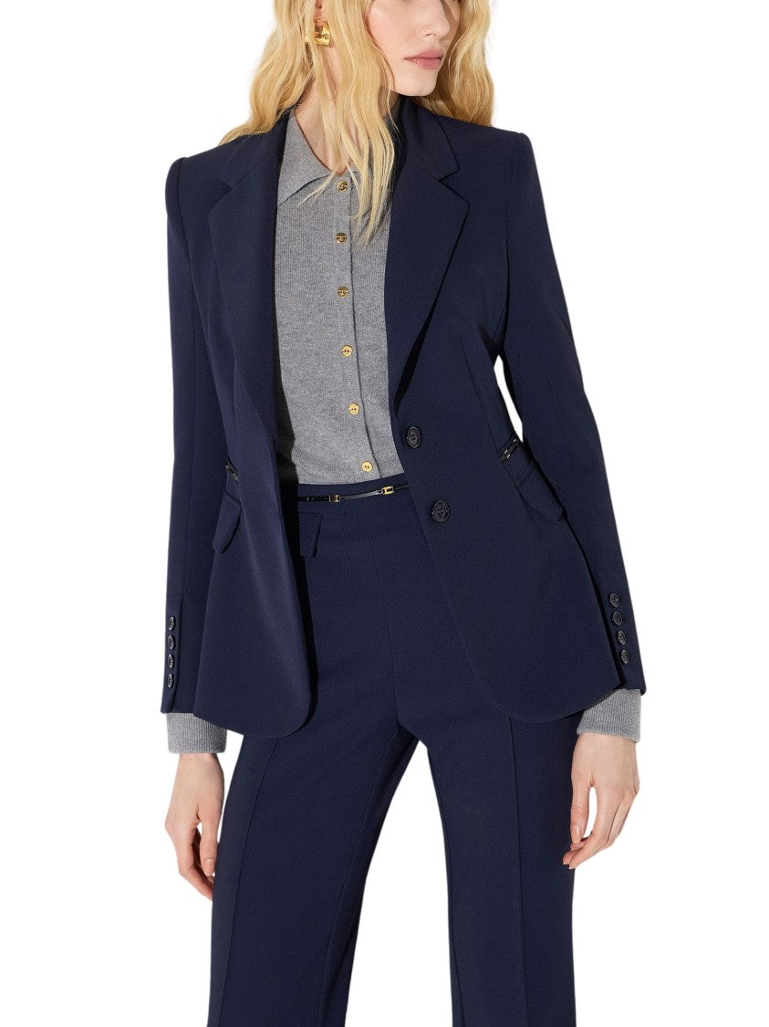 Elisabetta Franchi Tailored Blue Flap-Pocket Blazer