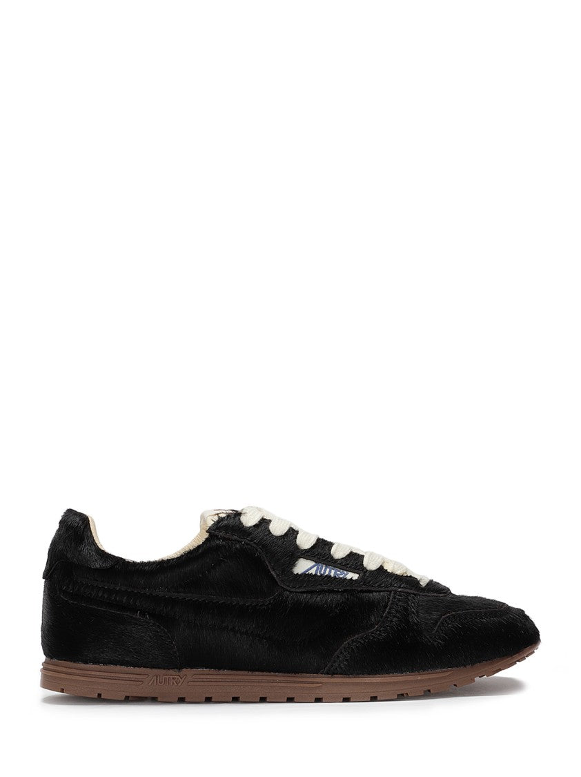 Autry Hair-On-Hide Sneakers With Beige Laces