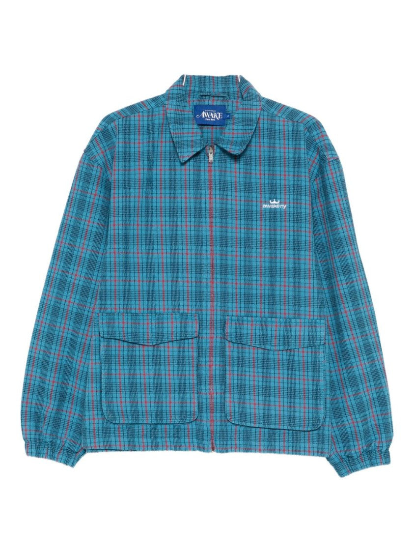 Awake Ny Plaid Bold Logo Coach Jacket