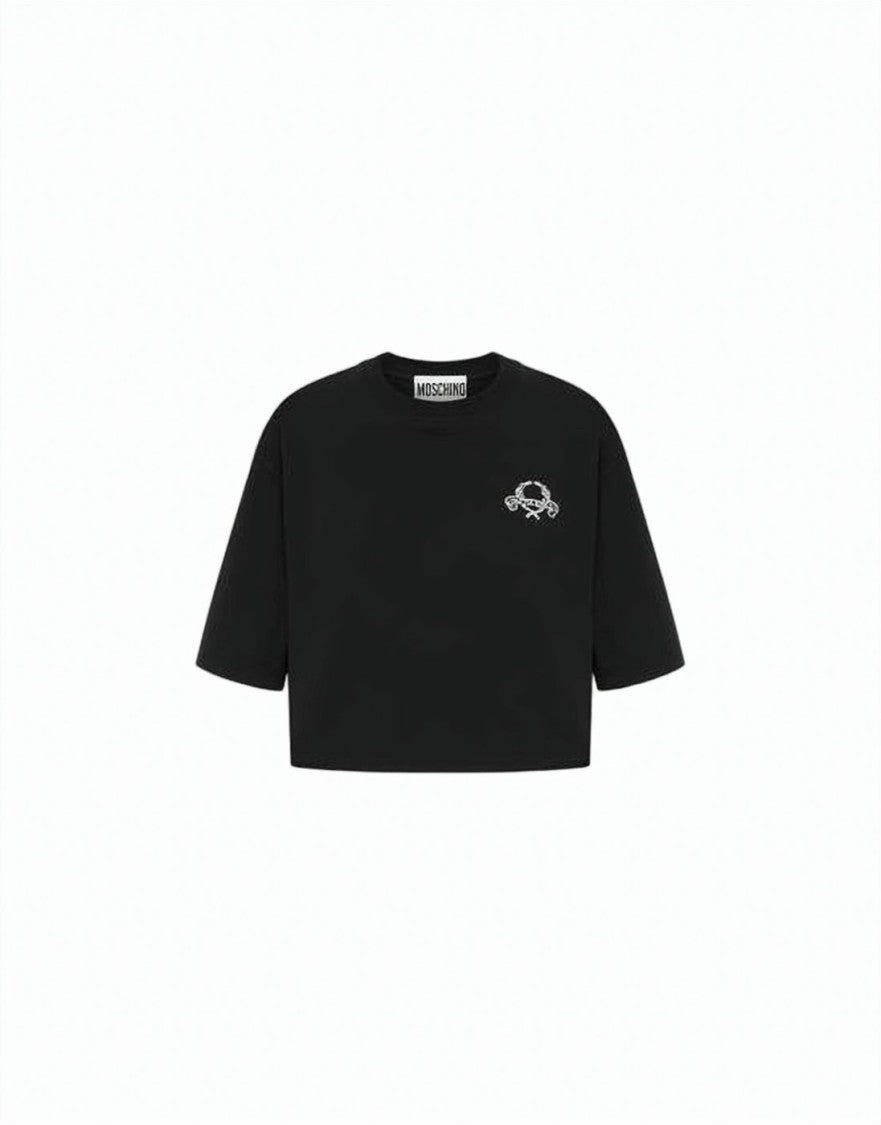 Moschino Cropped Black Short-Sleeve T-Shirt