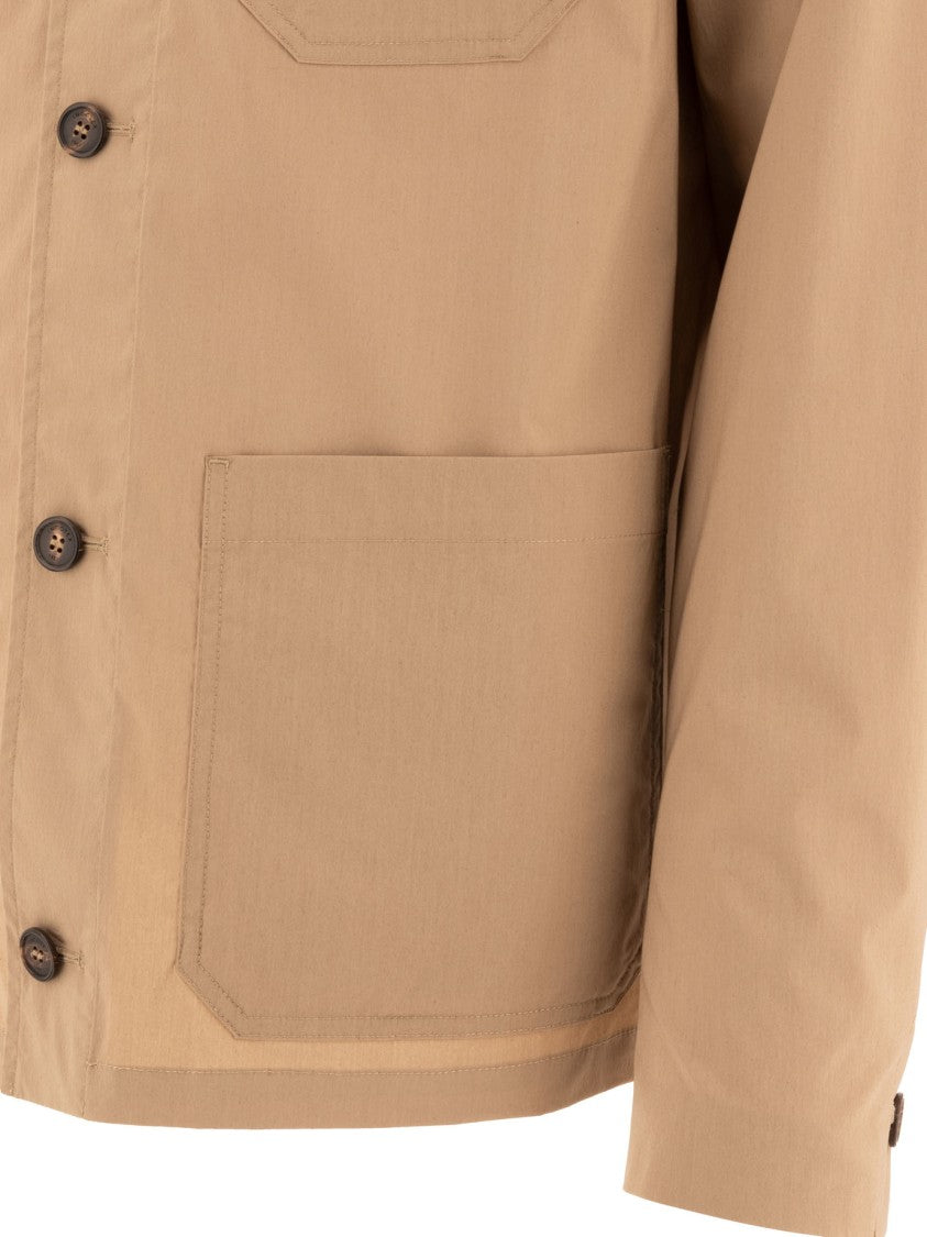 Incotex Beige Jacket With Classic Collar
