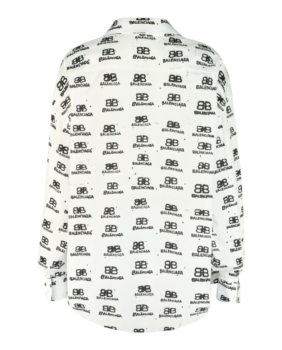 Balenciaga Hand Drawn Bb Icon Poplin Swing Shirt