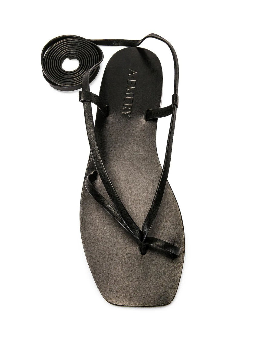 A.Emery Black Gladiator Design Leather Sandals