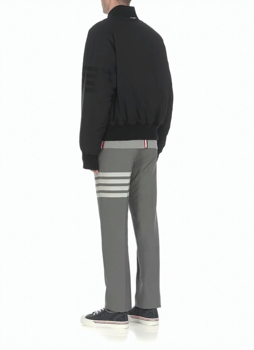 Thom Browne Cropped Black Bomber Jacket With Padded Silhouette