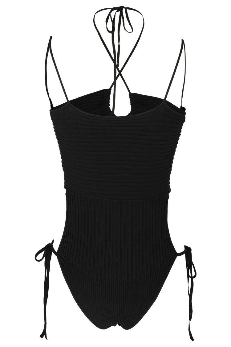 Andreâdamo Ribbed Bodysuit With Halter Neck Design