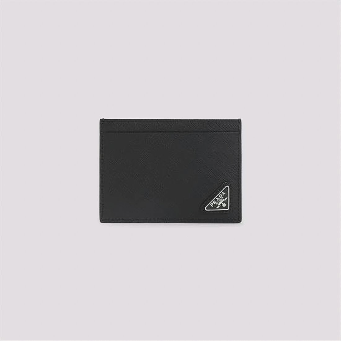 Prada Textured Calf Leather Cardholder With Triangular Logo
