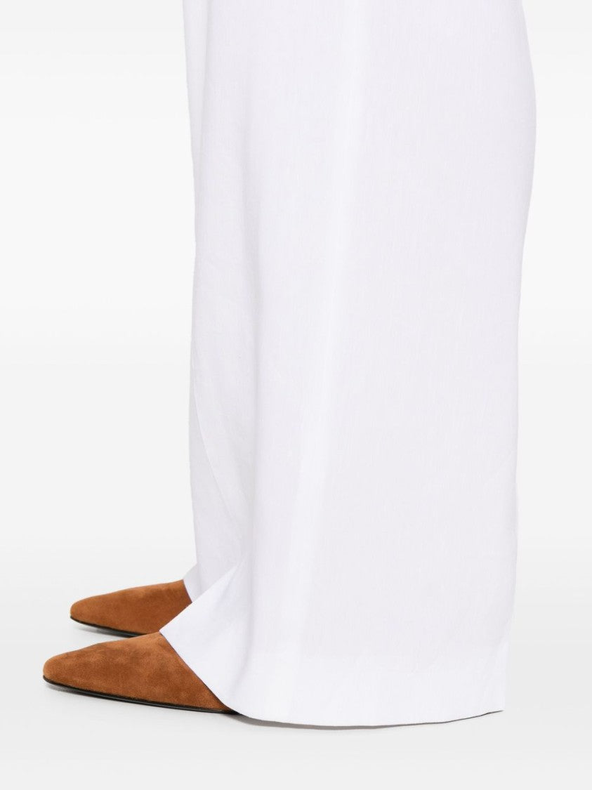 Boss Wide-Leg Linen Trousers With Concealed Fastening