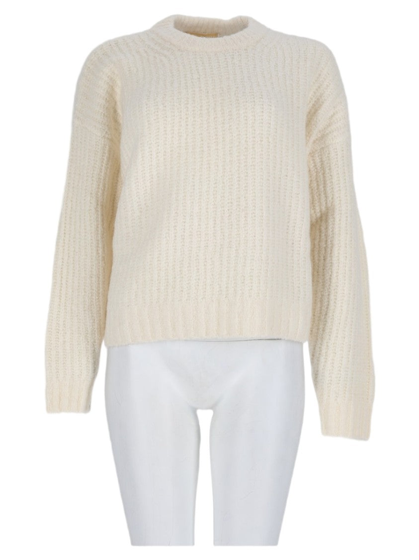 Michael Michael Kors Ivory Chunky Knit Ribbed Wool-Blend Sweater