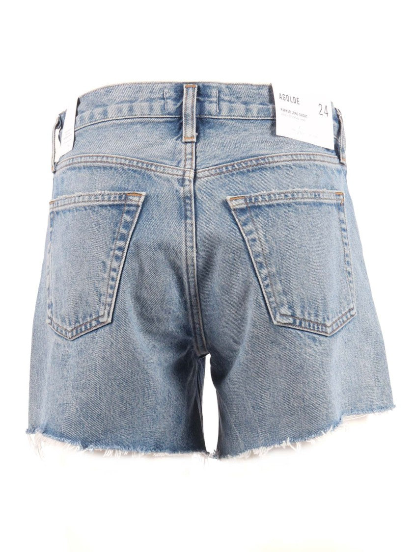 Agolde Parker Frayed Loose Denim Shorts