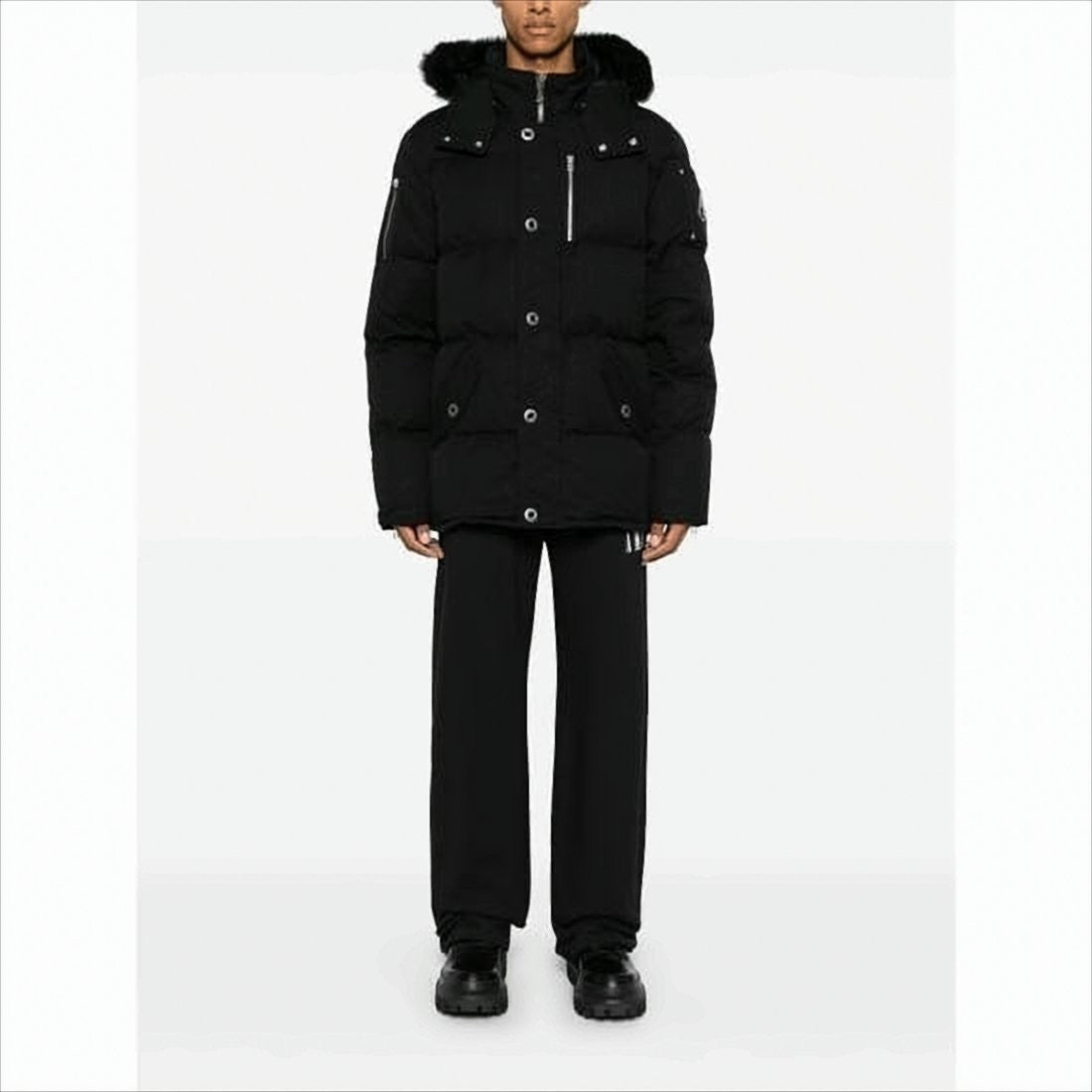 Moose Knuckles Quilted Down Jacket With Detachable Fur-Trimmed Hood